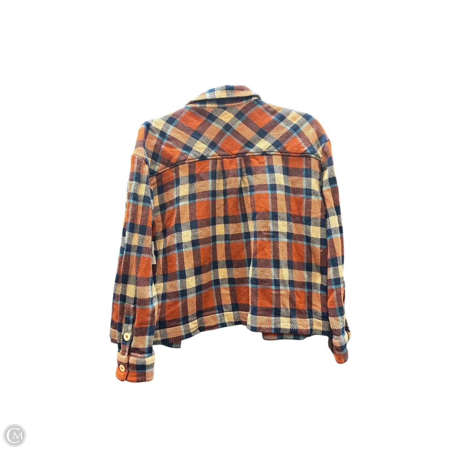 Jacket Shirt By Faherty In Orange & Tan, Size: S