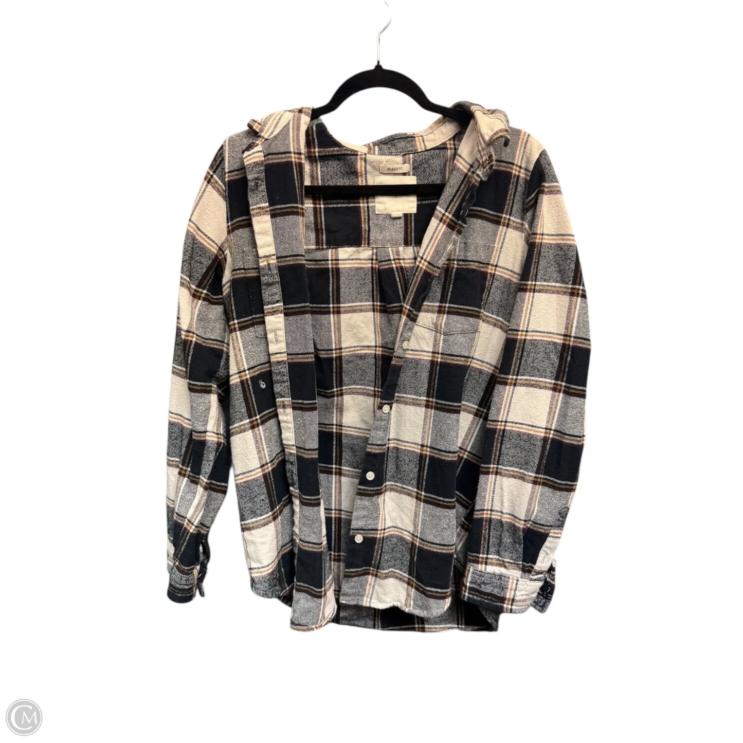 Blouse Long Sleeve By Thread And Supply In Plaid Pattern, Size: L