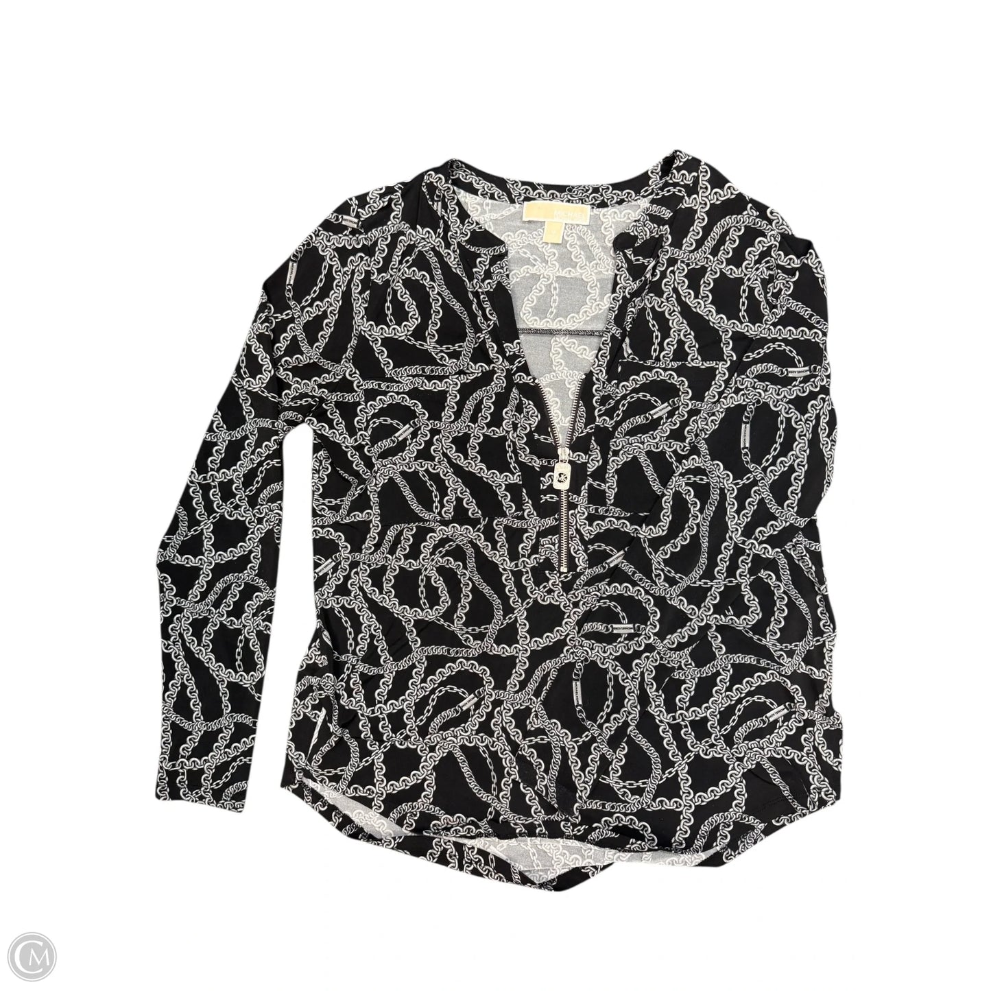 Blouse Long Sleeve By Michael By Michael Kors In Black & Grey, Size: M