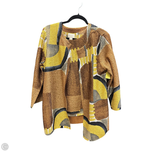 Top 2pc Long Sleeve By Chicos In Brown & Yellow, Size: M