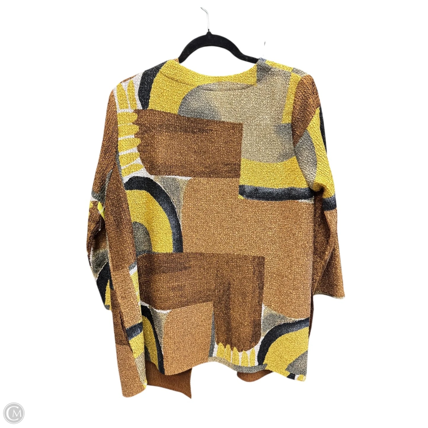 Top 2pc Long Sleeve By Chicos In Brown & Yellow, Size: M