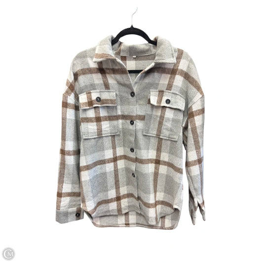 Jacket Shirt By Clothes Mentor In Grey & Tan, Size: M