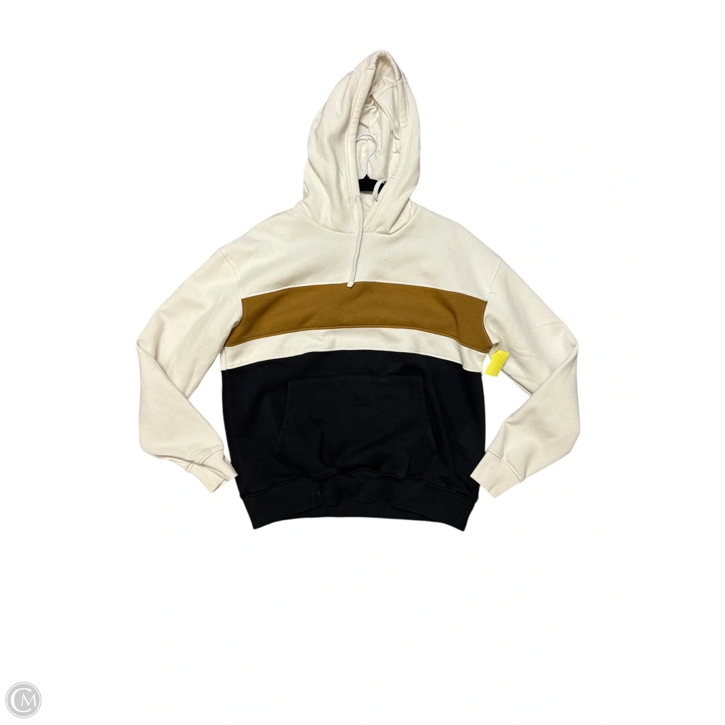 Sweatshirt Hoodie By Clothes Mentor In Brown & Cream, Size: L