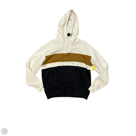 Sweatshirt Hoodie By Clothes Mentor In Brown & Cream, Size: L