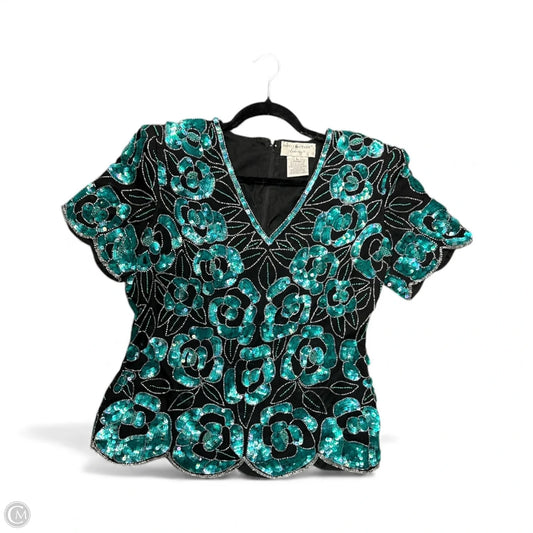 Top Short Sleeve By Cma In Black & Blue, Size: L