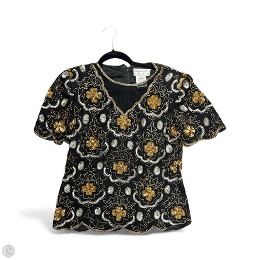 Top Short Sleeve By Cma In Black & Gold, Size: L