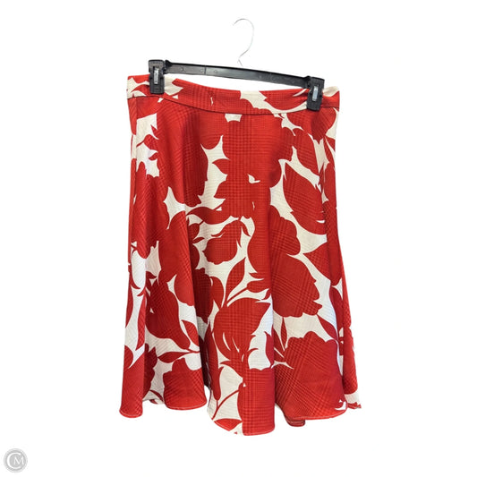 Skirt Midi By Ann Taylor In Cream & Orange, Size: 12