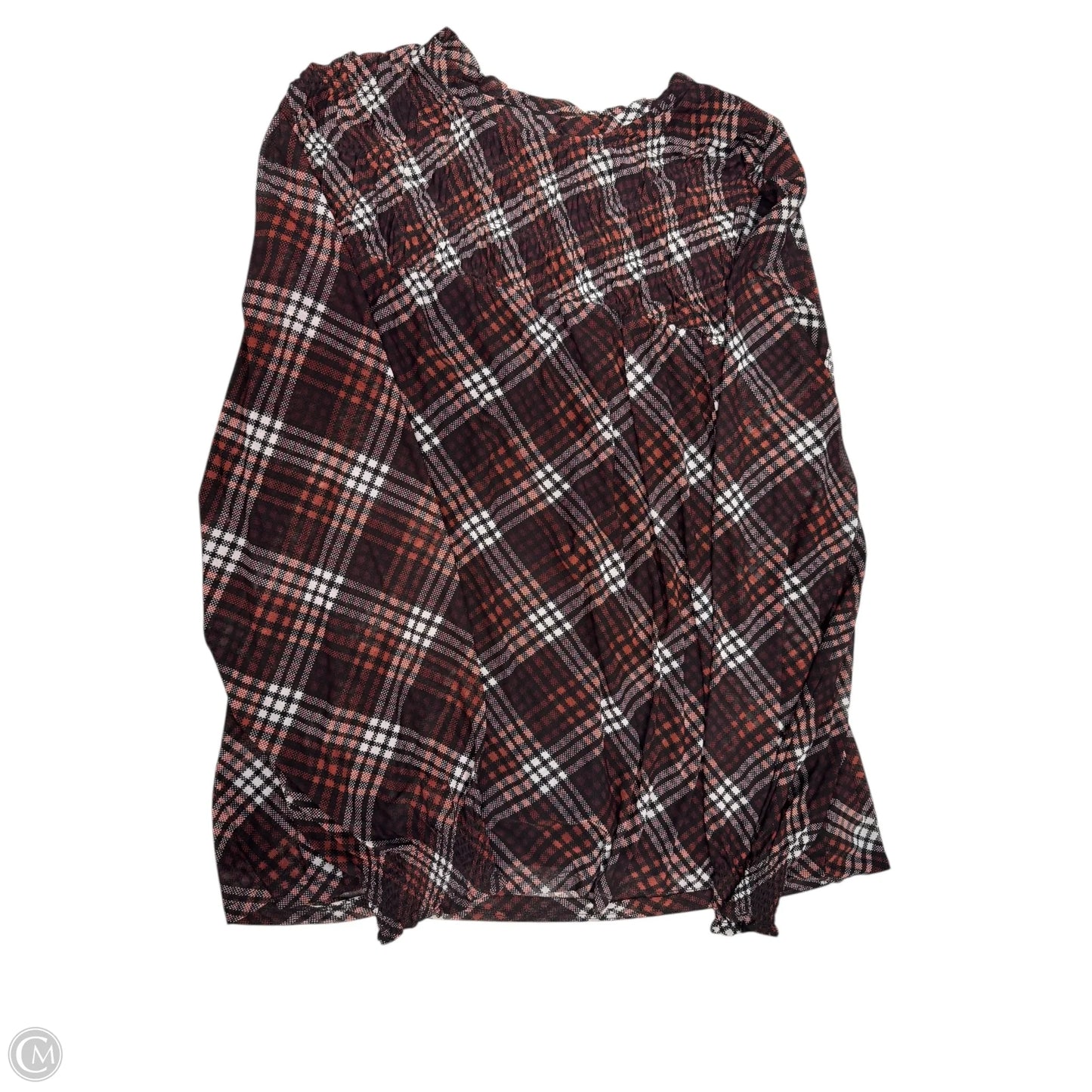 Blouse Long Sleeve By Maurices In Plaid Pattern, Size: 2x