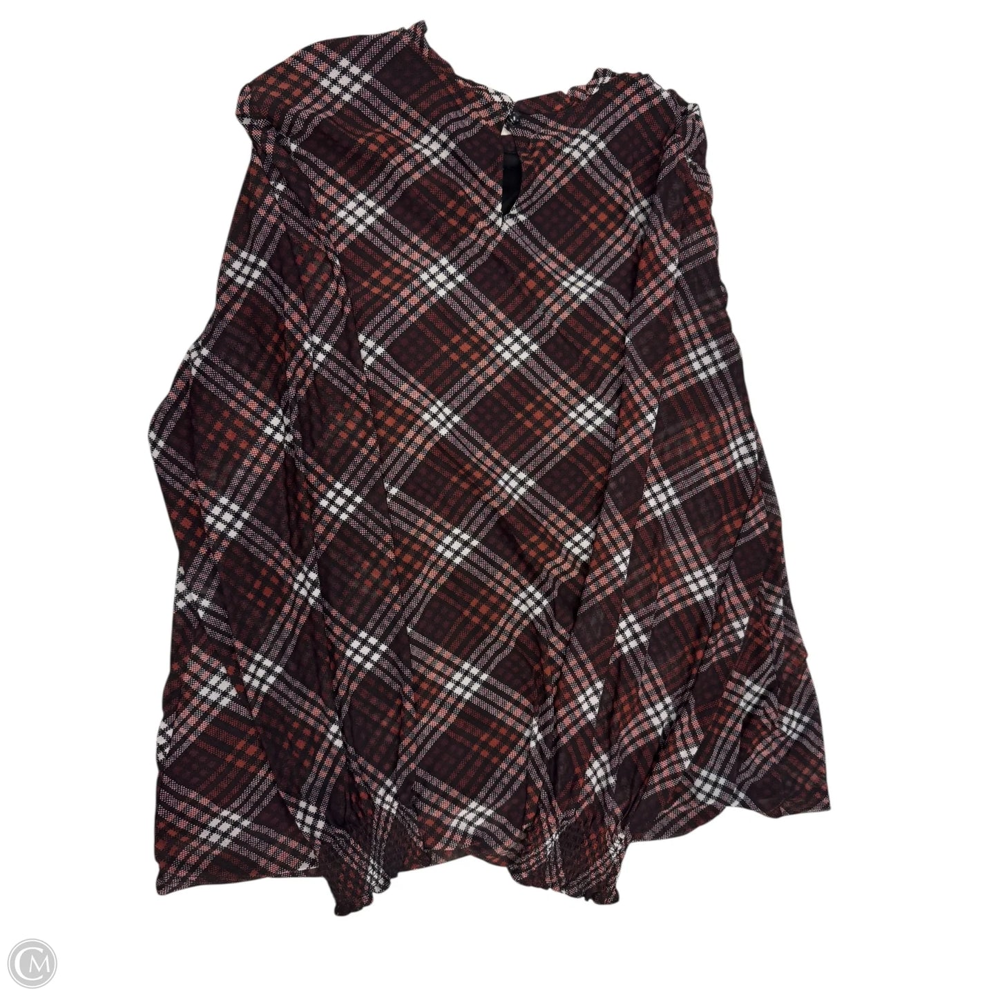 Blouse Long Sleeve By Maurices In Plaid Pattern, Size: 2x
