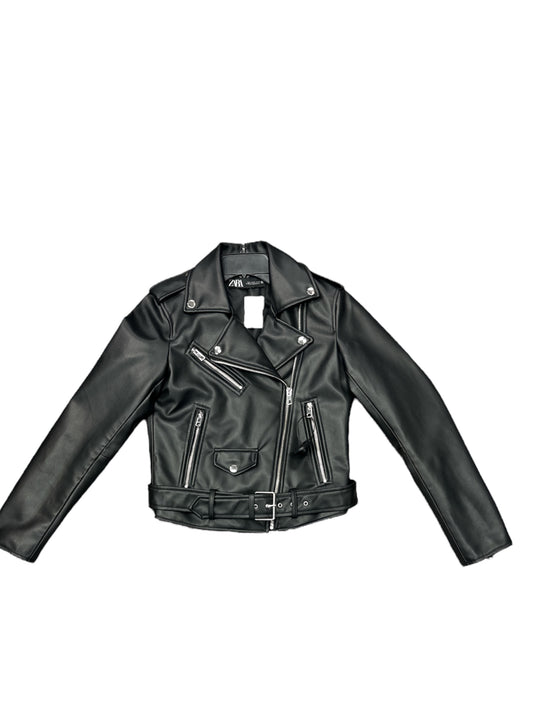 Jacket Leather By Zara In Black, Size: Xs