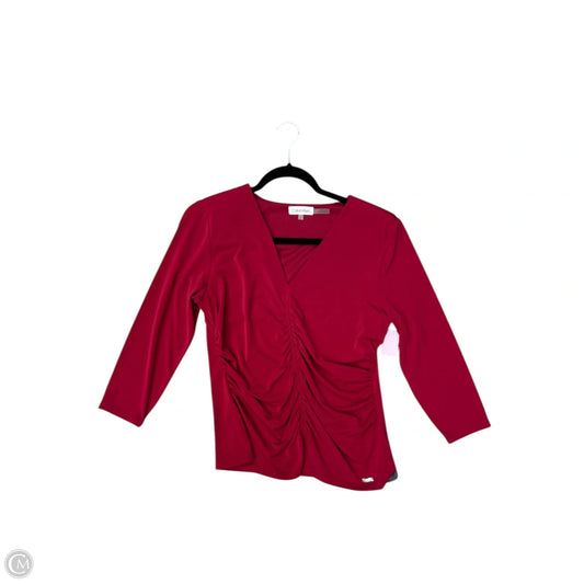 Top 3/4 Sleeve By Calvin Klein In Maroon, Size: M