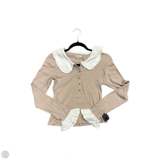 Top Long Sleeve By Pilcro In Tan, Size: S