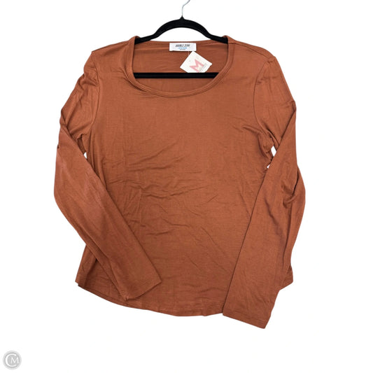 Top Long Sleeve By Double Zero In Brown, Size: L