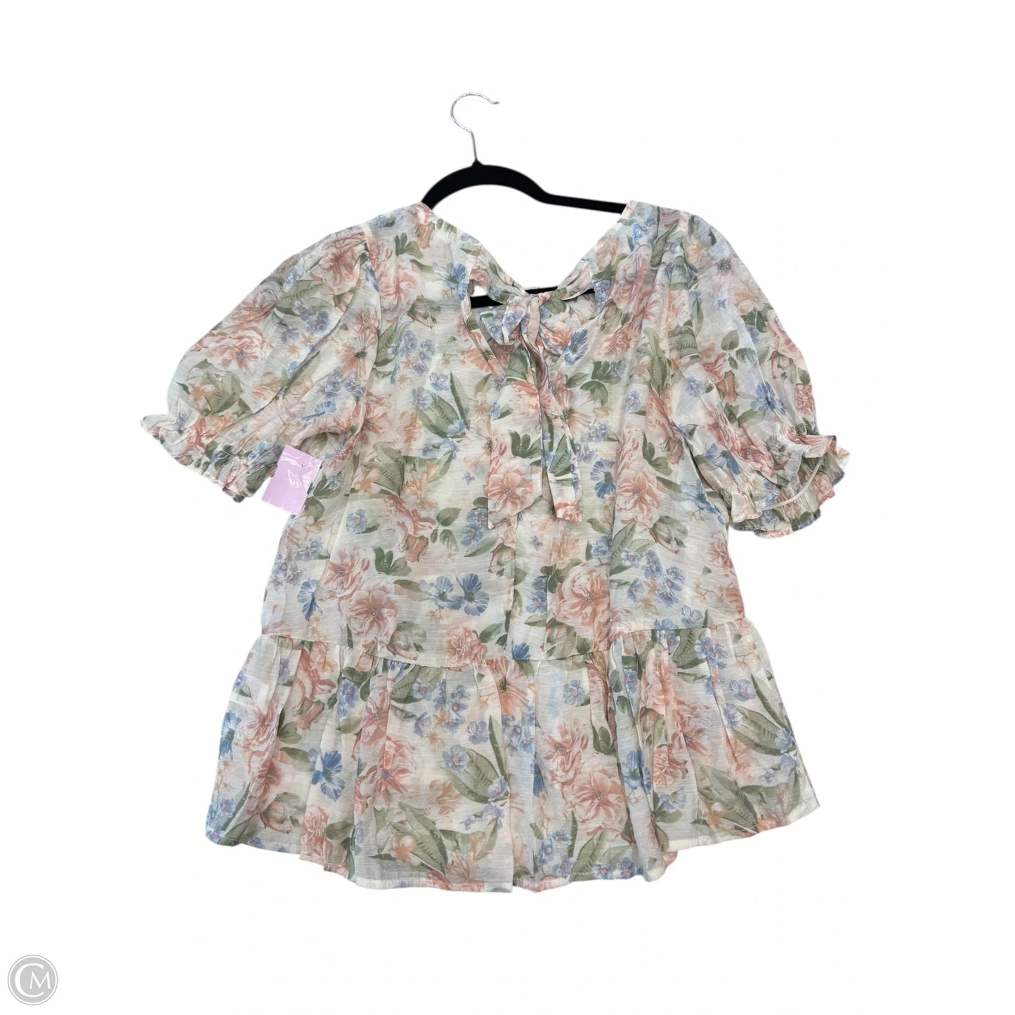 Top Short Sleeve By Blu Pepper In Floral Print, Size: S