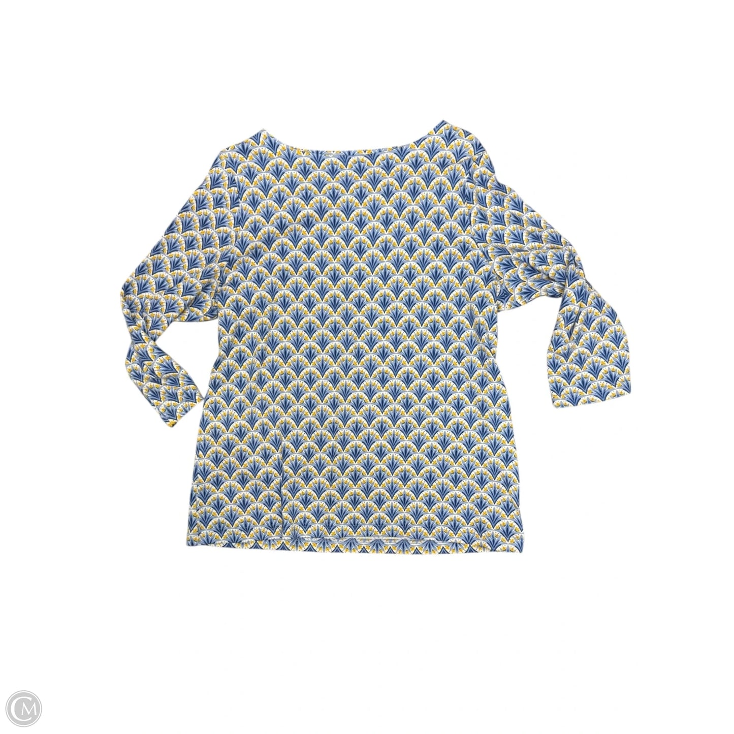 Top 3/4 Sleeve By Croft And Barrow In Blue & Yellow, Size: L