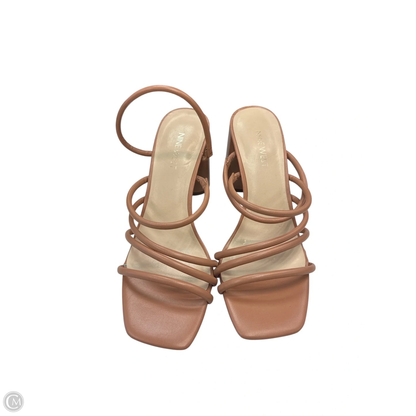 Sandals Heels Block By Nine West In Tan, Size: 8.5
