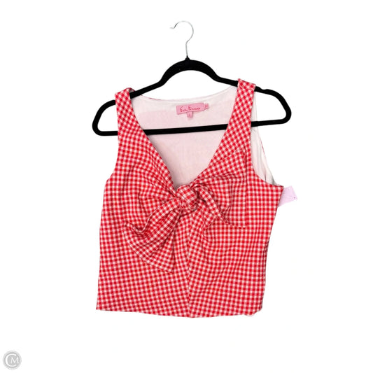 Top Sleeveless By Eva Franco In Red & White, Size: L