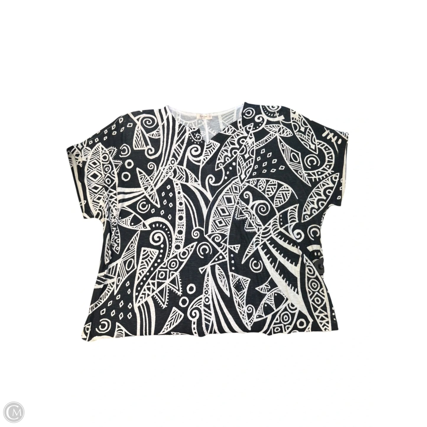 Top Short Sleeve By Jess And Jane In Black & White, Size: 2x