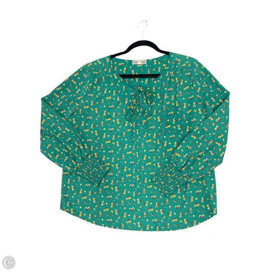Blouse Long Sleeve By Pleione In Green, Size: L