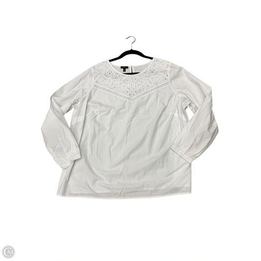 Top Long Sleeve By Talbots In White, Size: 2x