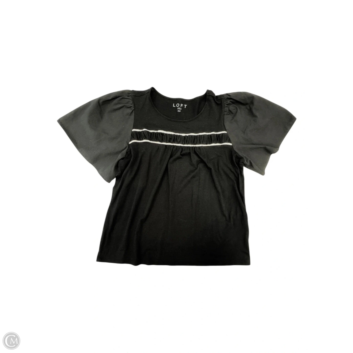 Top Short Sleeve By Loft In Black, Size: Mp
