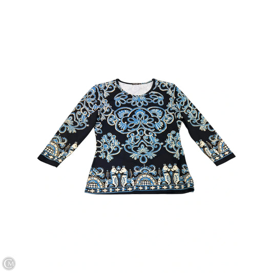 Top 3/4 Sleeve By J Mclaughlin In Blue & Gold, Size: Xs