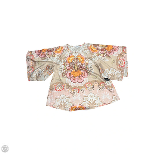 Blouse 3/4 Sleeve By Chicos In Orange & Tan, Size: S