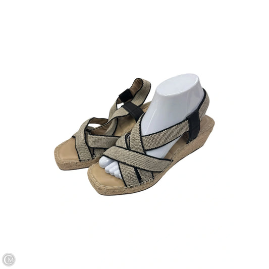 Sandals Heels Wedge By Me Too In Black & Cream, Size: 8