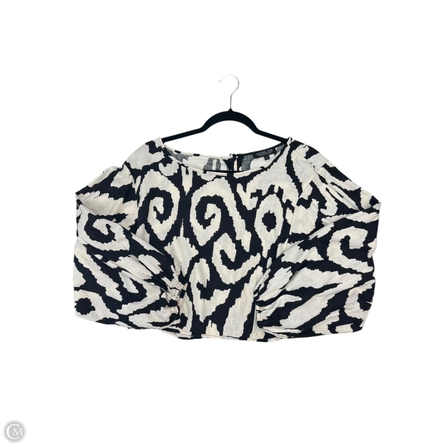 Top Long Sleeve By Rachel Zoe In Black & Cream, Size: L