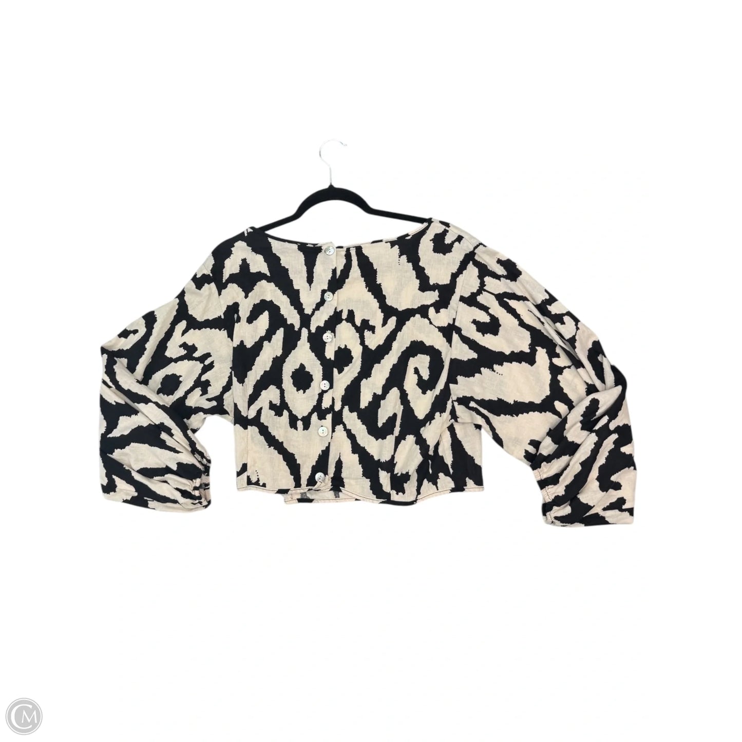 Top Long Sleeve By Rachel Zoe In Black & Cream, Size: L