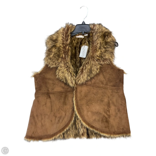 Vest Faux Fur & Sherpa By Chicos In Brown, Size: L