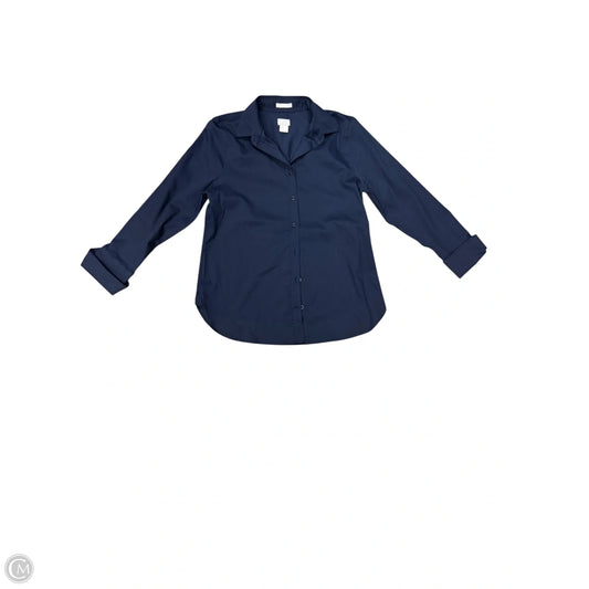 Blouse Long Sleeve By Chicos In Navy, Size: S