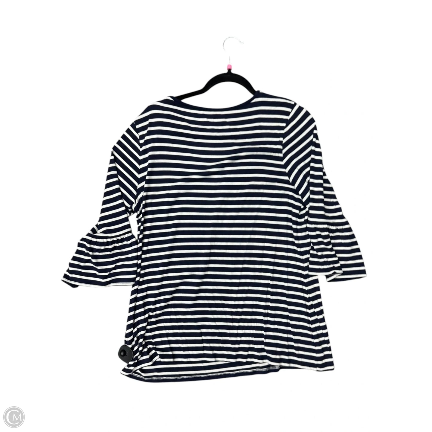 Top 3/4 Sleeve By Croft And Barrow In Blue & White, Size: Xl