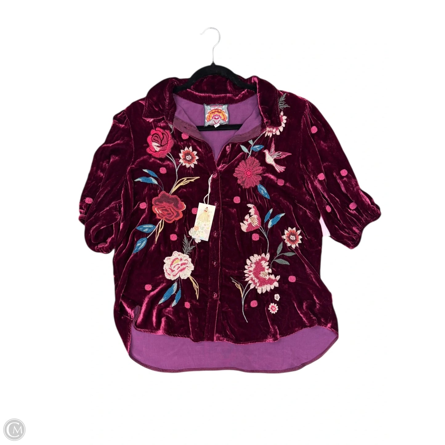 Blouse 3/4 Sleeve By Johnny Was In Purple, Size: L