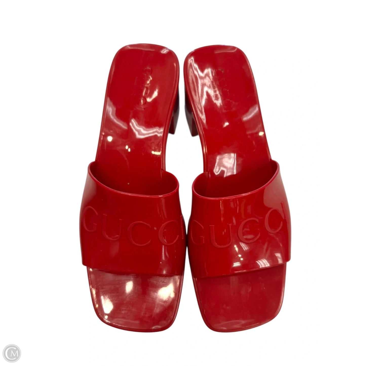 Sandals Luxury Designer By Gucci In Red, Size: 38