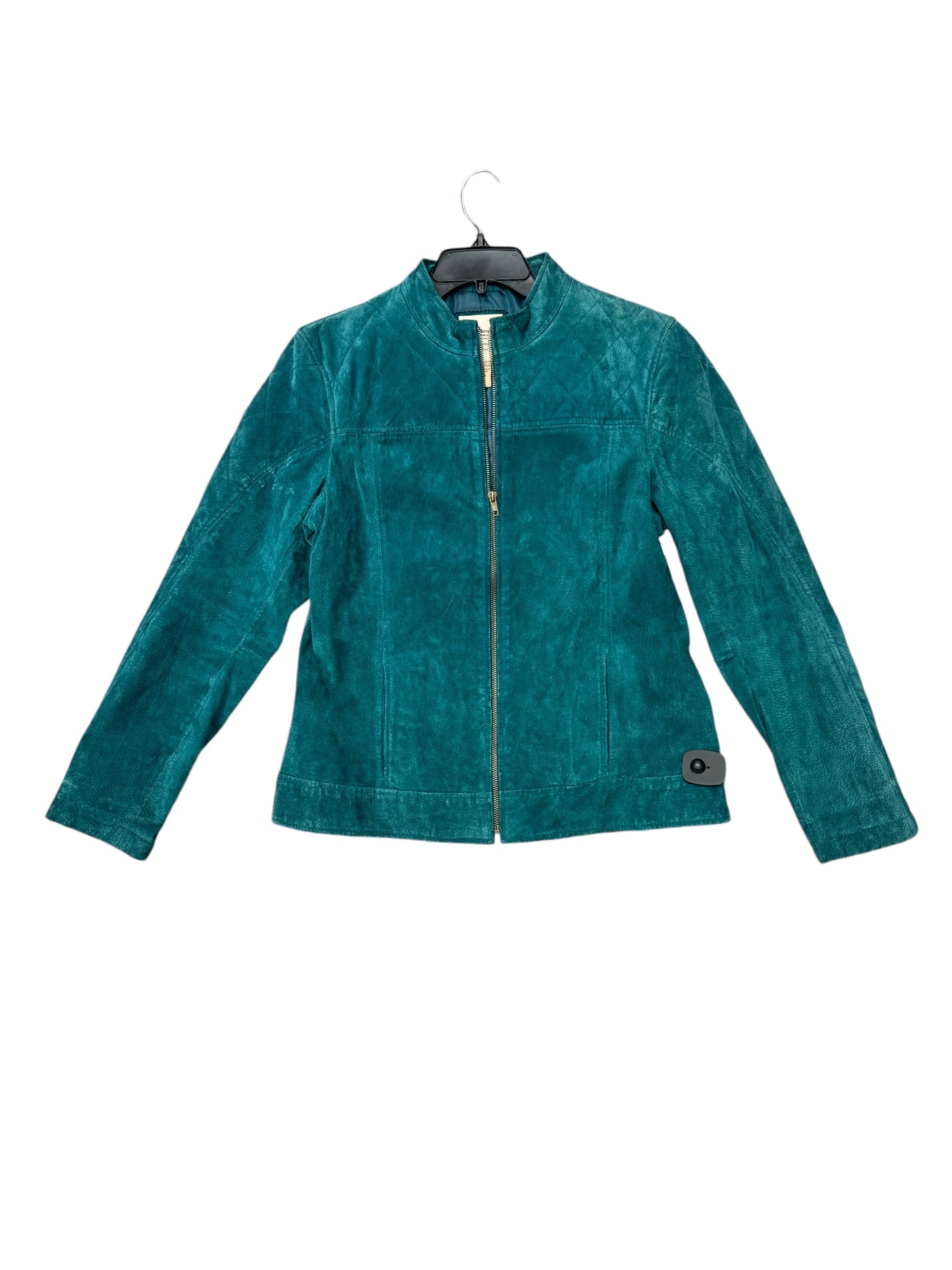 Jacket Moto Leather By Ruff Hewn In Teal, Size: L