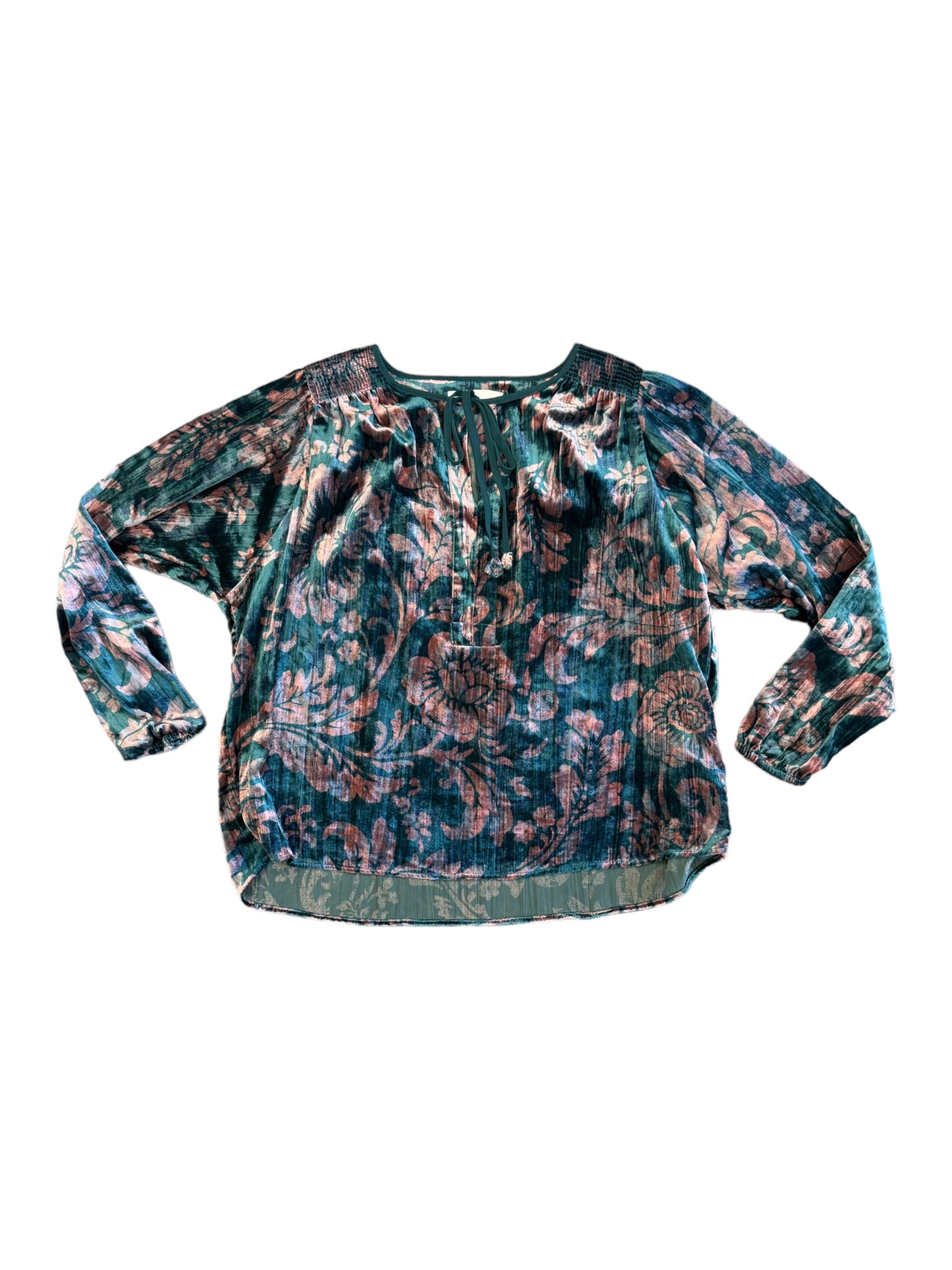 Green Blouse Long Sleeve Anthropologie, Size Xs