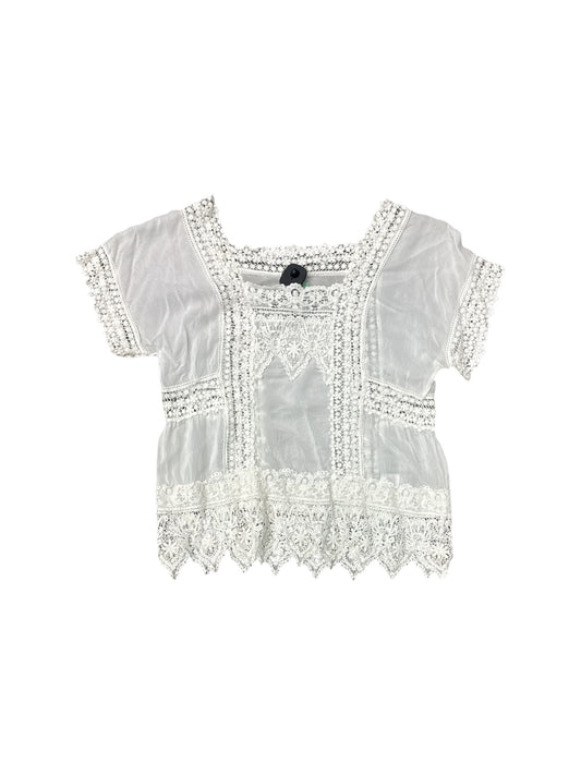 Blouse Short Sleeve By Johnny Was In White, Size: L