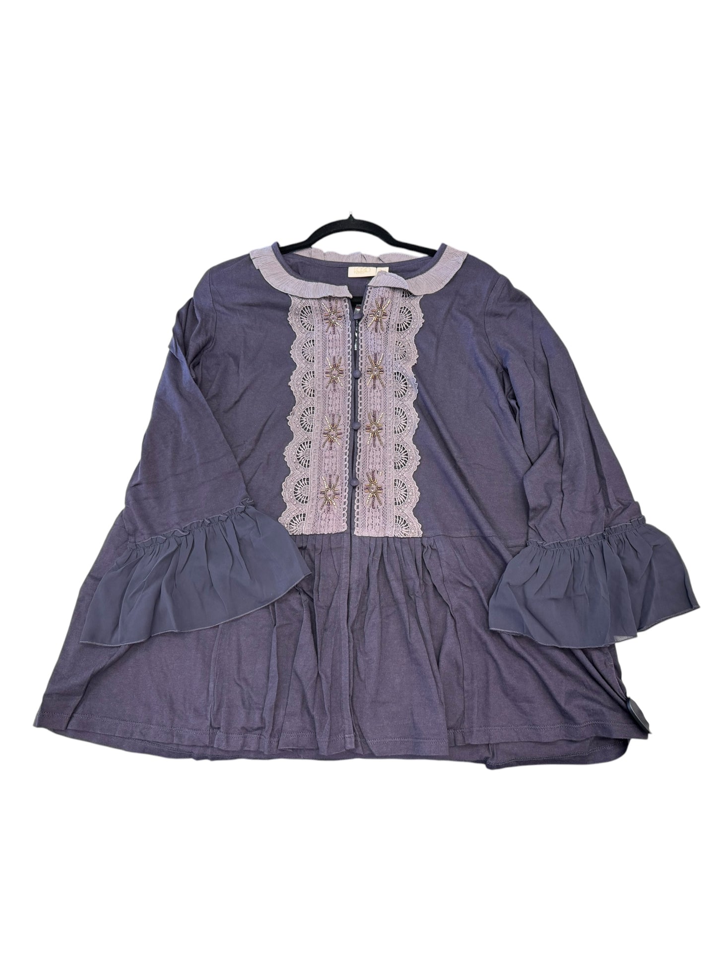 Blouse Long Sleeve By Logo In Purple, Size: L