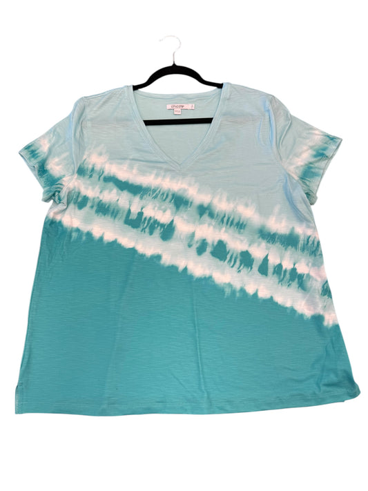 Top Short Sleeve By Chicos In Aqua, Size: L