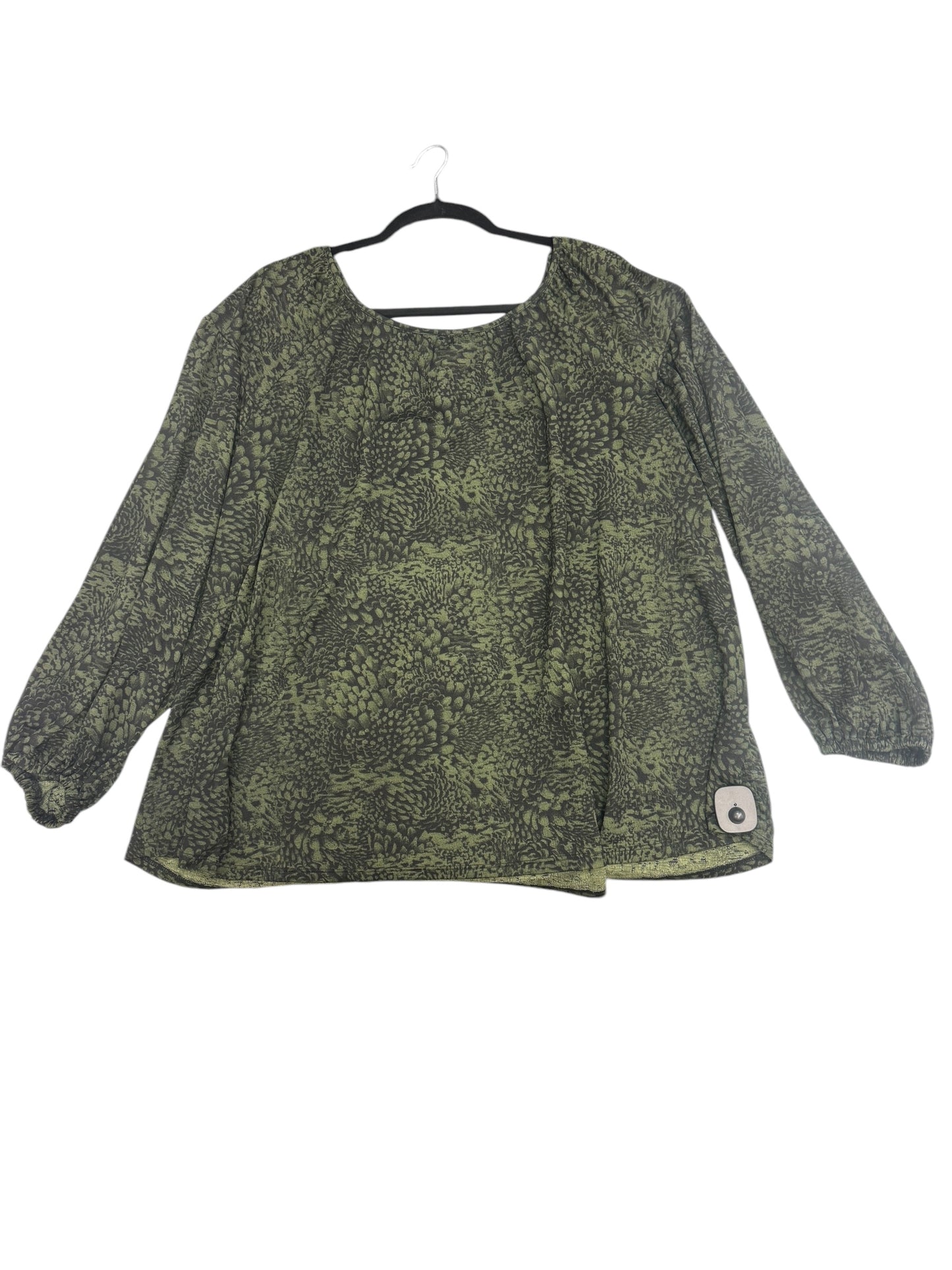 Blouse 3/4 Sleeve By Ava & Viv In Green, Size: 2x