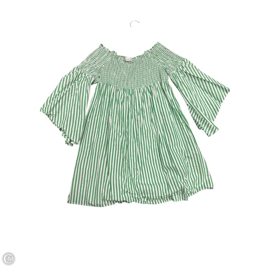 Blouse Short Sleeve By Zara In Green & White, Size: M