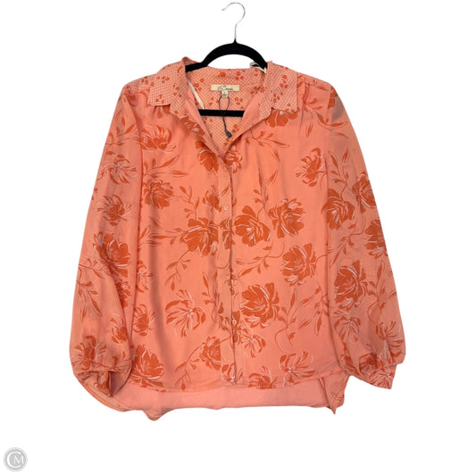 Blouse Long Sleeve By Clothes Mentor In Peach, Size: L