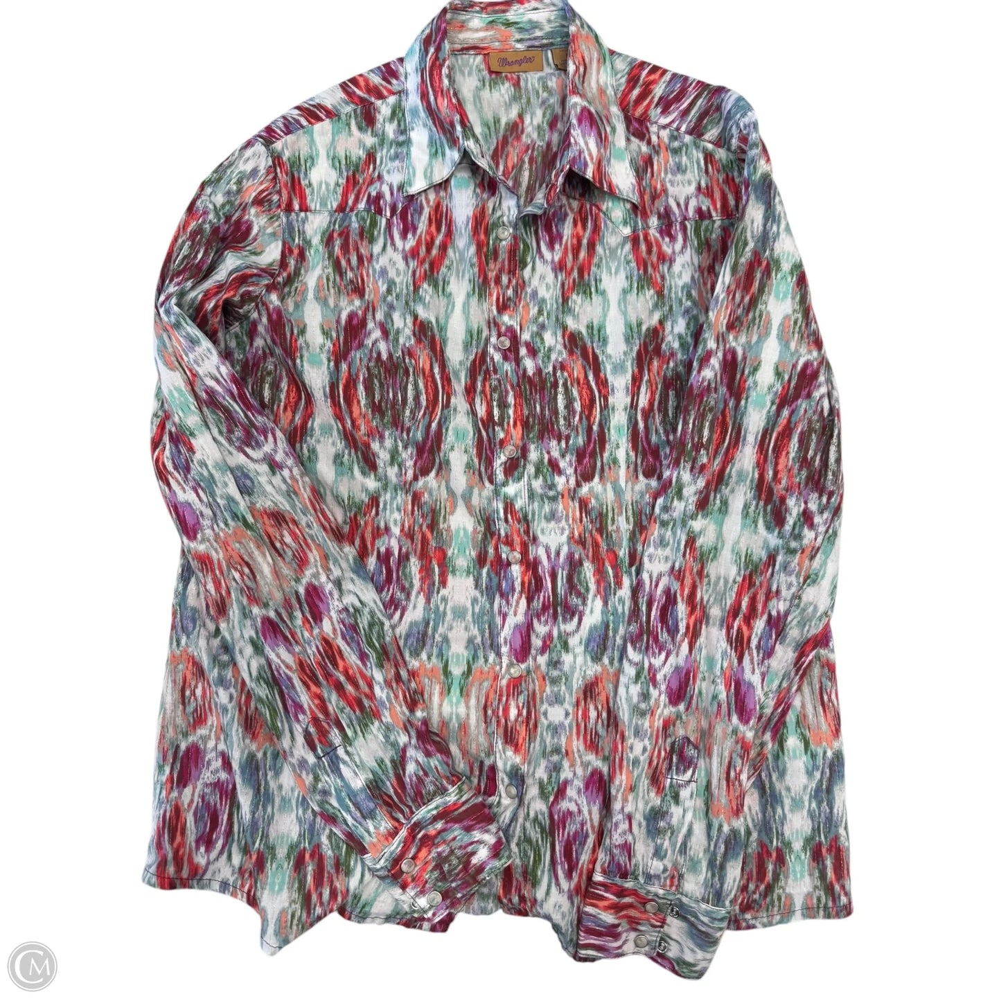 Blouse Long Sleeve By Wrangler In Multi-colored, Size: L