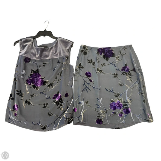 Skirt Set 2pc By Carole Little In Grey & Purple, Size: 12