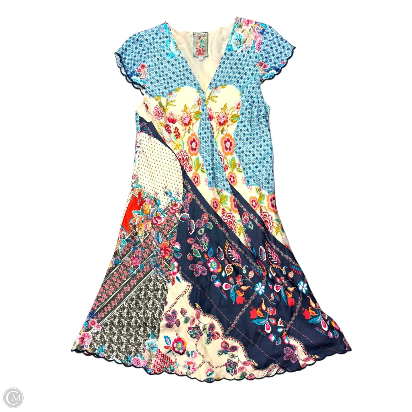 Dress Casual Midi By Johnny Was In Blue, Size: 6