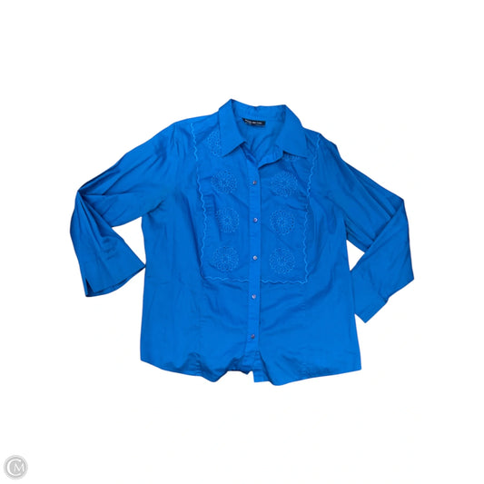 Blouse Long Sleeve By Jones New York In Blue, Size: 2x