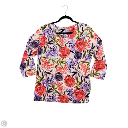 Top 3/4 Sleeve By Jm Collections In Floral Print, Size: Xl