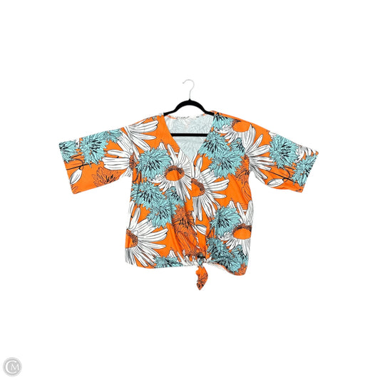 Blouse Short Sleeve By Cme In Orange, Size: M