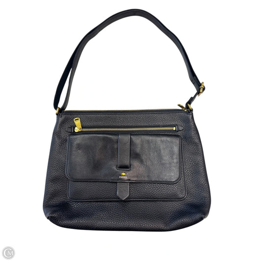 Handbag Leather By Fossil, Size: Medium